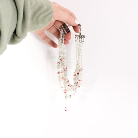 *White & Pink Gemstone Necklace - Picture 4 of 4